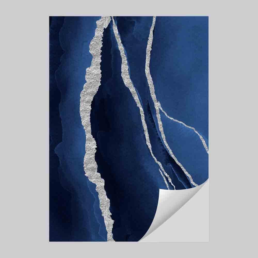 Abstract Navy Blue & Silver Art Print No. 1 | Bowlift