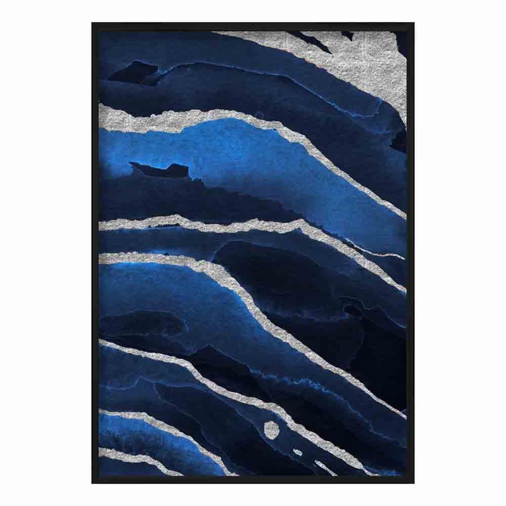 Abstract Navy Blue & Silver Art Print No. 2 | Bowlift