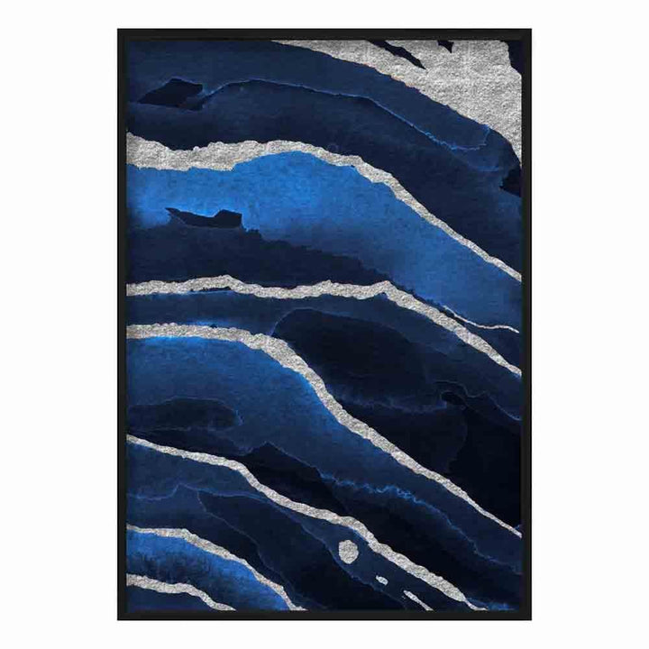 Abstract Navy Blue & Silver Art Print No. 2 | Bowlift