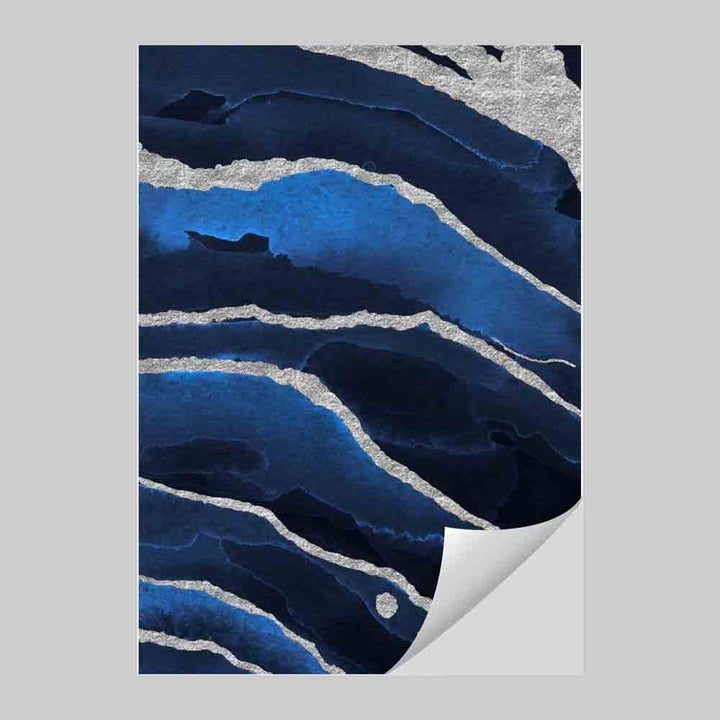 Abstract Navy Blue & Silver Art Print No. 2 | Bowlift