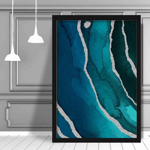 Abstract Turquoise & Silver No. 3 Art Print | Bowlift
