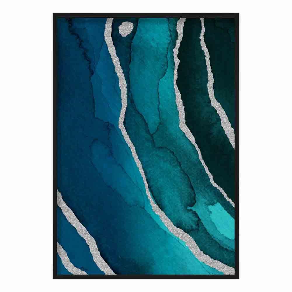 Abstract Turquoise & Silver No. 3 Art Print | Bowlift