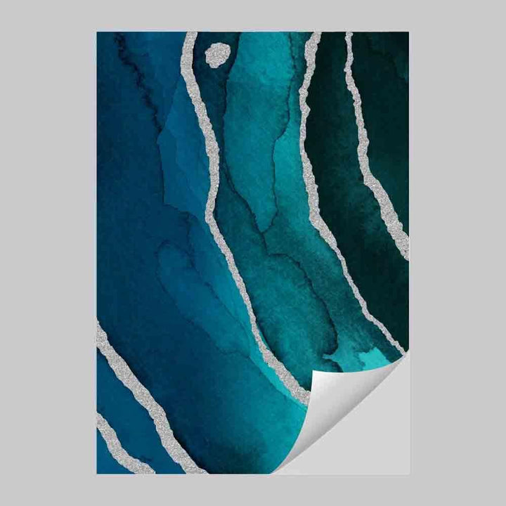 Abstract Turquoise & Silver No. 3 Art Print | Bowlift