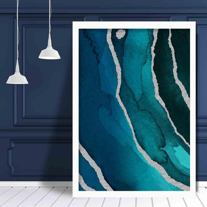 Abstract Turquoise & Silver No. 3 Art Print | Bowlift