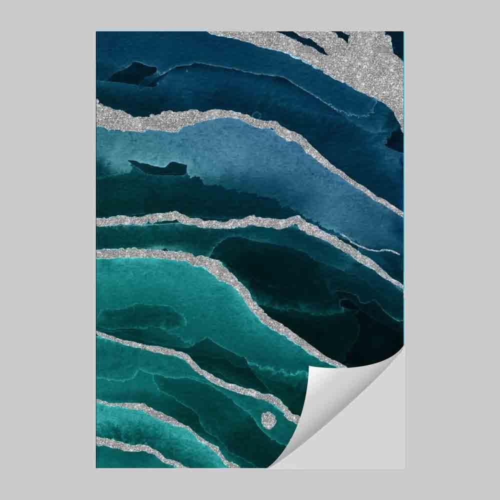 Abstract Teal Blue & Silver No. 2 Art Print | Bowlift