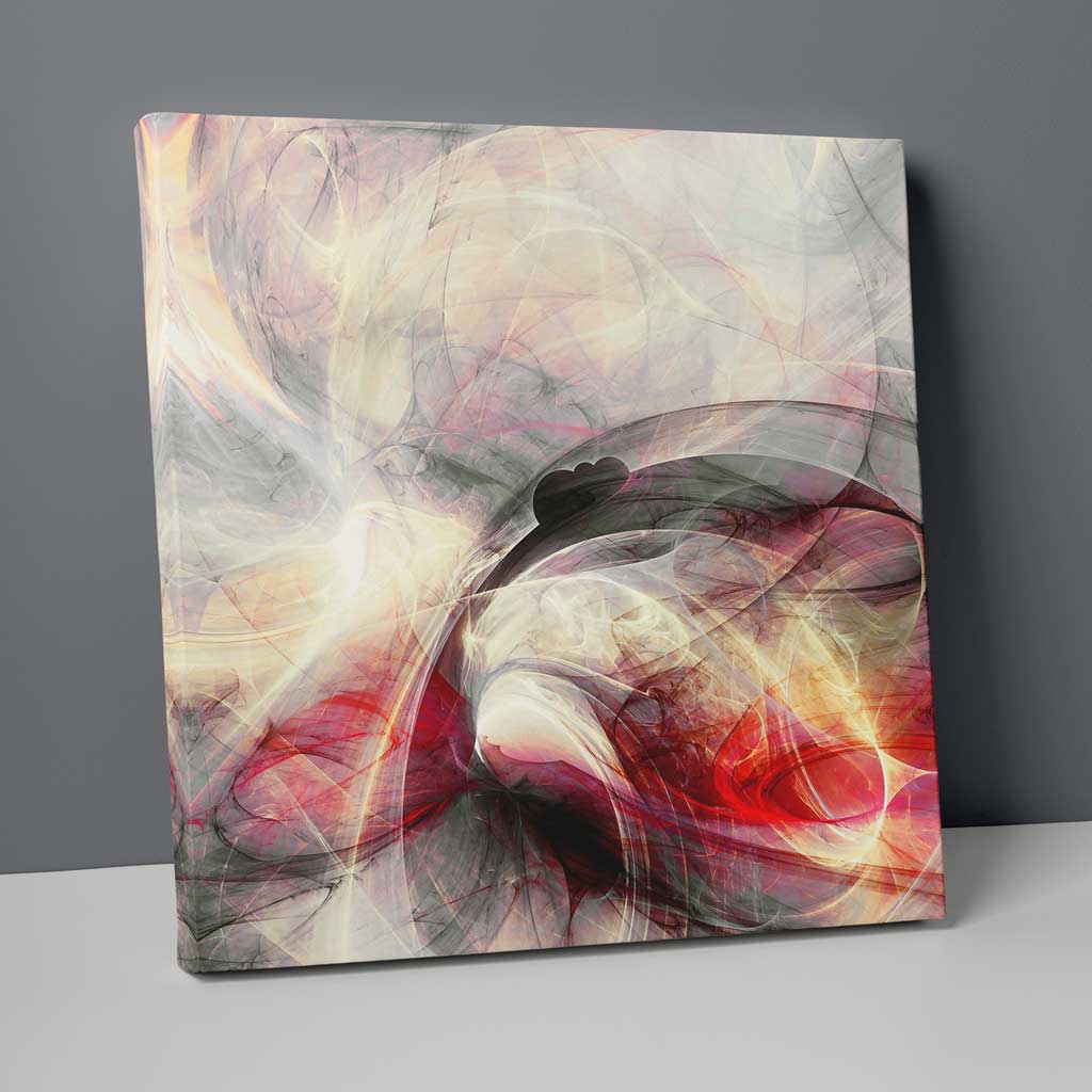 Abstract Fractal Gray Pink Red Print No. 2 on Canvas | Bowlift