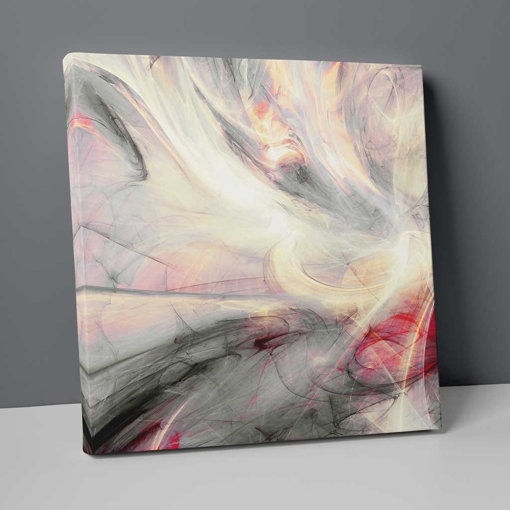 Abstract Fractal Gray Pink Red Print No. 3 on Canvas | Bowlift