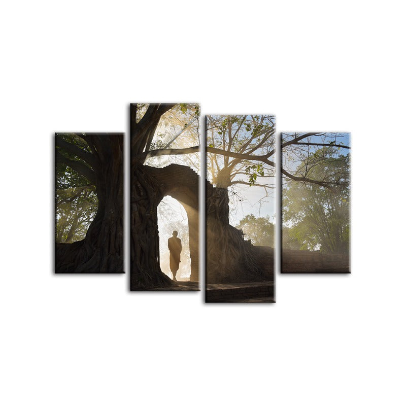4 Piece Lone Man Nature - Canvas Wall Art Painting | Bowlift