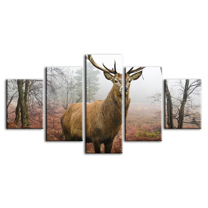 5 Piece Misty Fall Deer - Canvas Wall Art Paintings | Bowlift