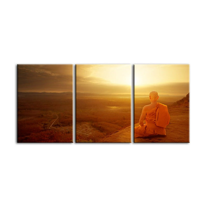 Tranquil Cliffside Sunset-Canvas Wall Art Painting 3 Pieces | Bowlift