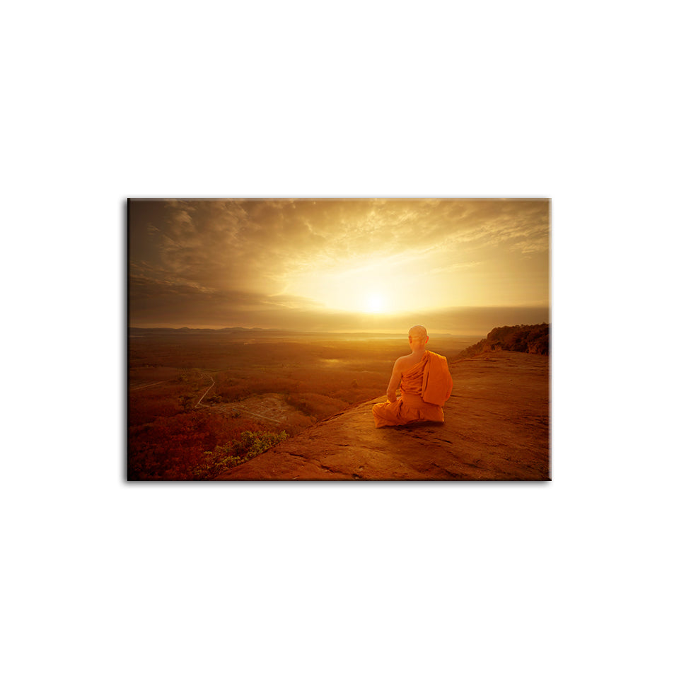 Tranquil Cliffside Sunset  - Canvas Wall Art Painting | Bowlift