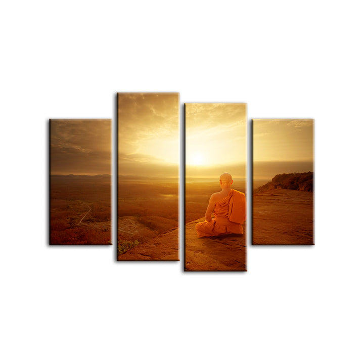 4 Piece Tranquil Cliffside Sunset  - Canvas Wall Art Painting | Bowlift