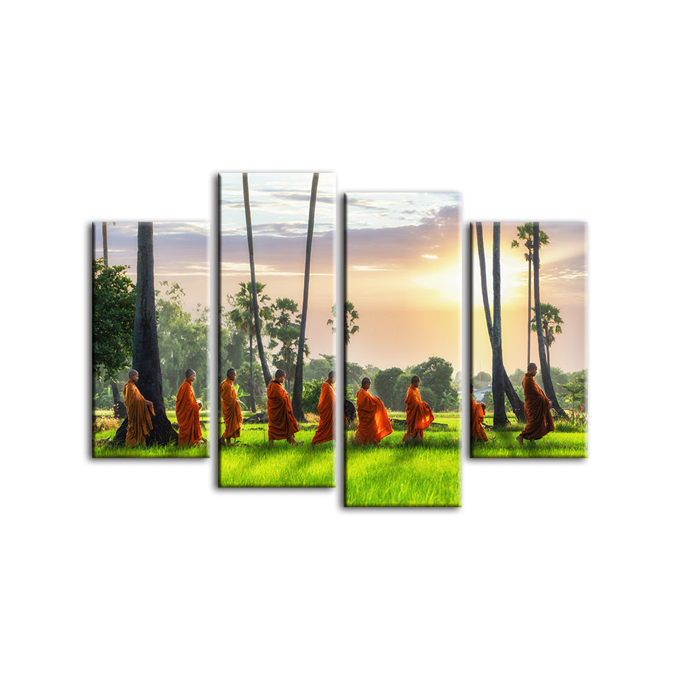 Morning Walk 4 Piece - Canvas Wall Art Painting | Bowlift