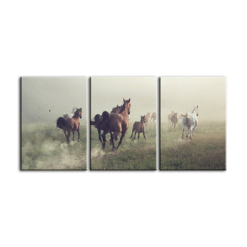 Running Horses-Canvas Wall Art Painting 3 Pieces | Bowlift