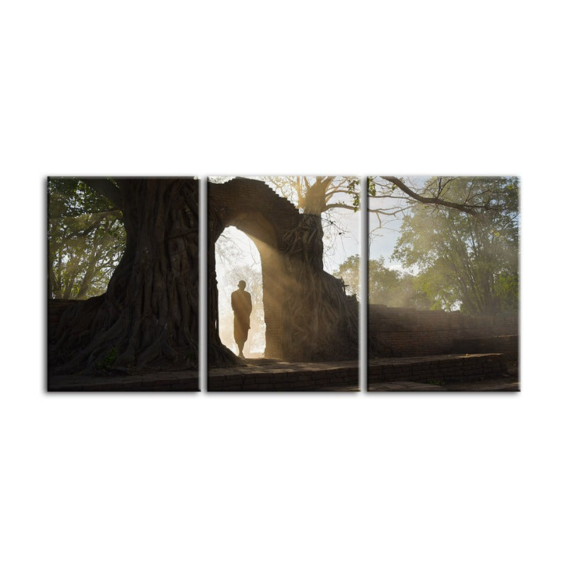 Lone Man Nature-Canvas Wall Art Painting 3 Pieces | Bowlift