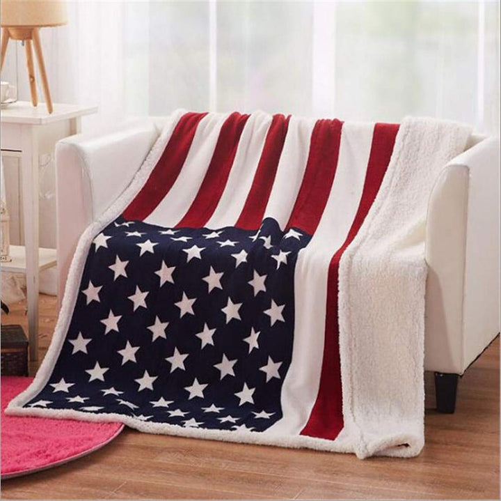 BowLift | Flannel-Sherpa Blanket with American Flag