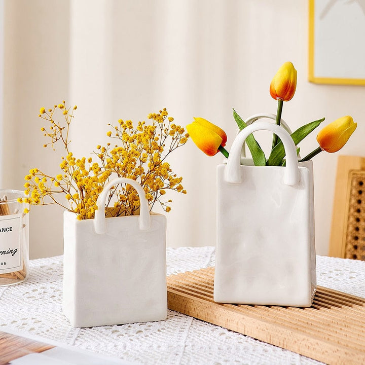 BowLift | White Bag Porcelain Vase