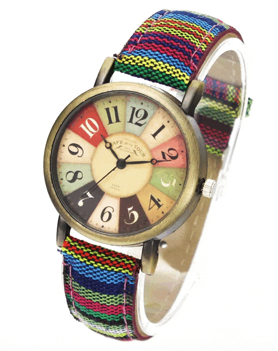 BowLift | Wise Retro Watch with Denim Canvas Strap – Unisex Vintage Style Wristwatch