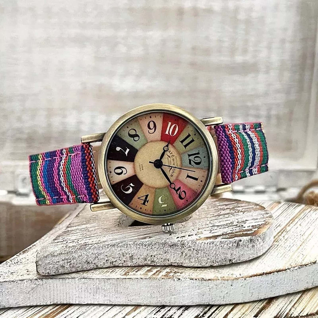 BowLift | Wise Retro Watch with Denim Canvas Strap – Unisex Vintage Style Wristwatch