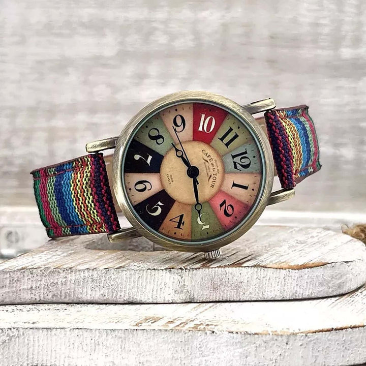 BowLift | Wise Retro Watch with Denim Canvas Strap – Unisex Vintage Style Wristwatch