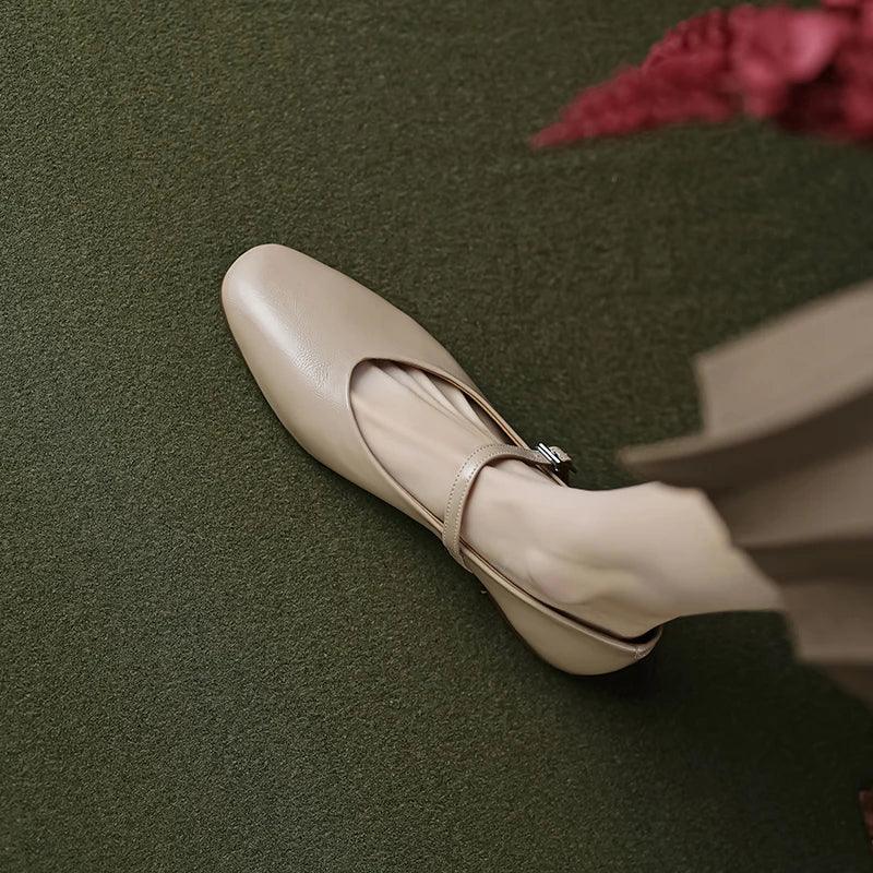 BowLift | Casual shoes: Distinctive comfortable ballerinas - Leather retro style - TSS158