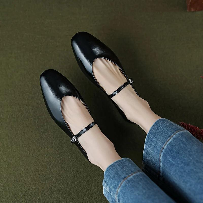 BowLift | Casual shoes: Distinctive comfortable ballerinas - Leather retro style - TSS158