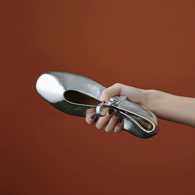 BowLift | Casual shoes: Distinctive comfortable ballerinas - Leather retro style - TSS158