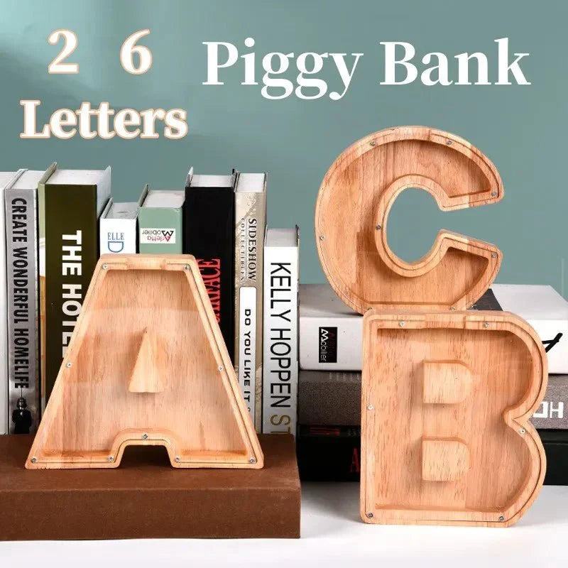 BowLift | Wooden Alphabet Letters 'Initial' Piggy Bank