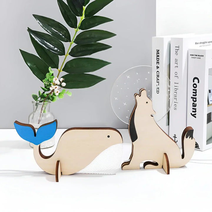 BowLift | Lumimini Children's Night Light Animal Motifs | Gentle LED Light | USB Connection | Made of Acrylic & Wood