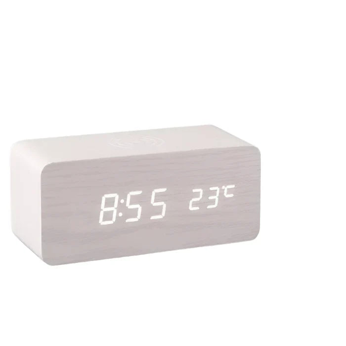 controlled LED alarm clock made of wood Bowlift