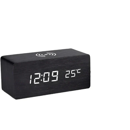 controlled LED alarm clock made of wood Bowlift