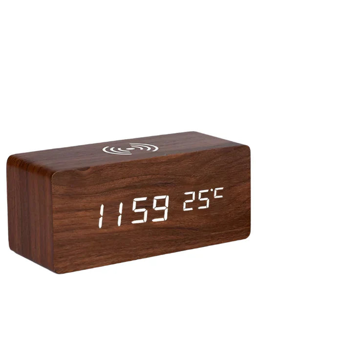 controlled LED alarm clock made of wood Bowlift