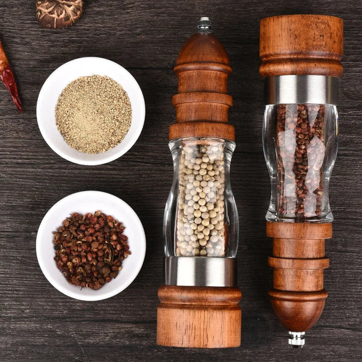 Wooden Salt and Pepper Grinder Set Wood and Acrylic Mills | Bowlift