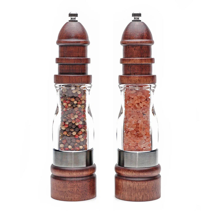 Wooden Salt and Pepper Grinder Set Wood and Acrylic Mills | Bowlift