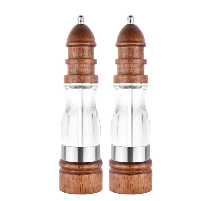 Wooden Salt and Pepper Grinder Set Wood and Acrylic Mills | Bowlift