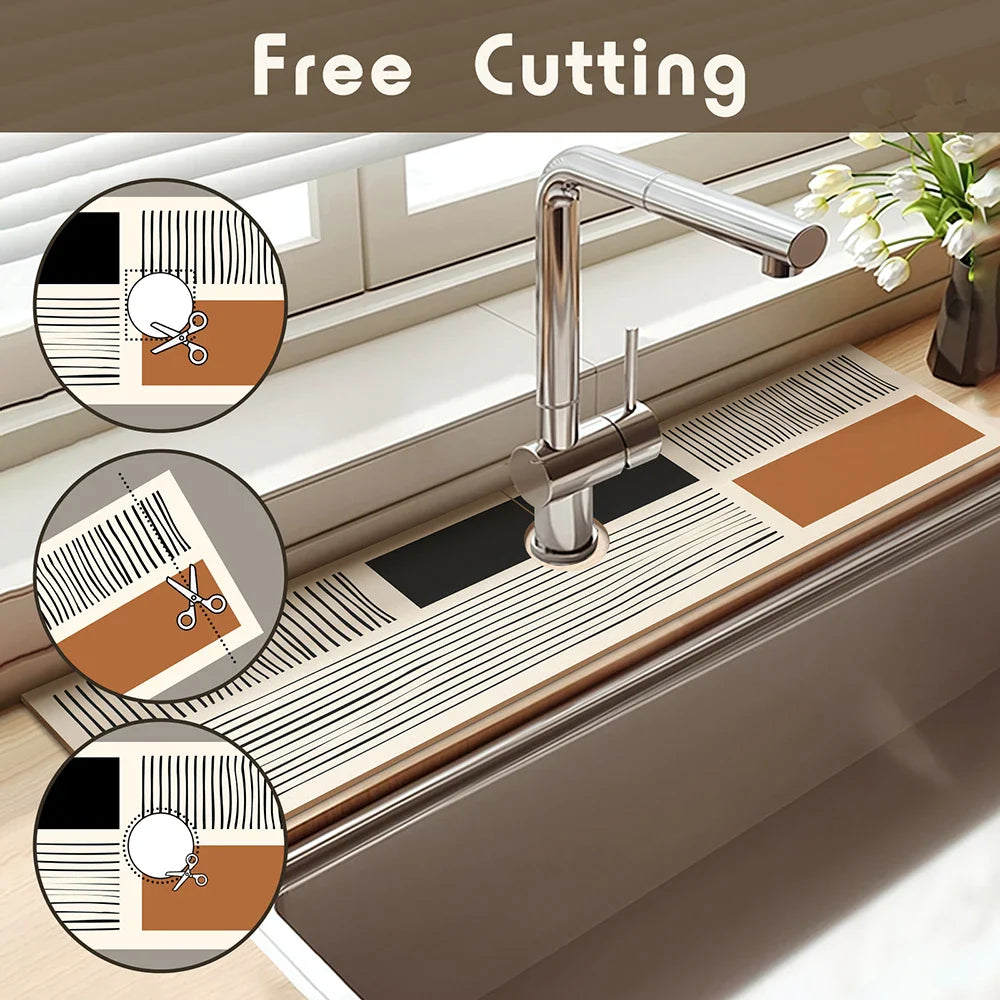 Wraparound Sink Splash Guard Drip Catcher Pad Water Absorbent Mat | Bowlift