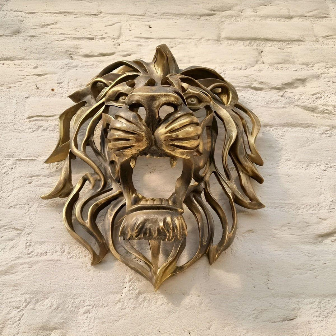 Exquisite gold-plated lion head wall sculpture Bowlift