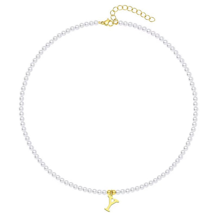 BowLift | Elegant Gold Accented Pearl Letter Initial Necklace