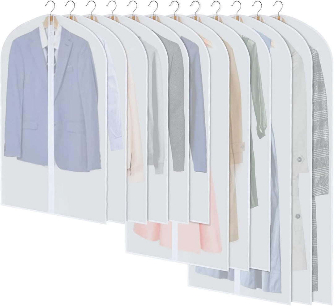 PEVA Garment Cover Set – 24-Pack Hanging Garment Covers in 3 Sizes | Bowlift