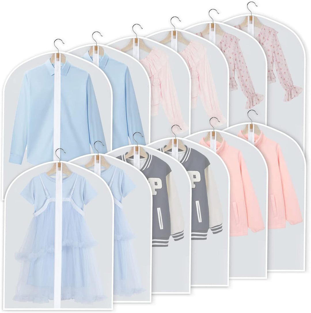 PEVA Garment Cover Set – 24-Pack Hanging Garment Covers in 3 Sizes | Bowlift
