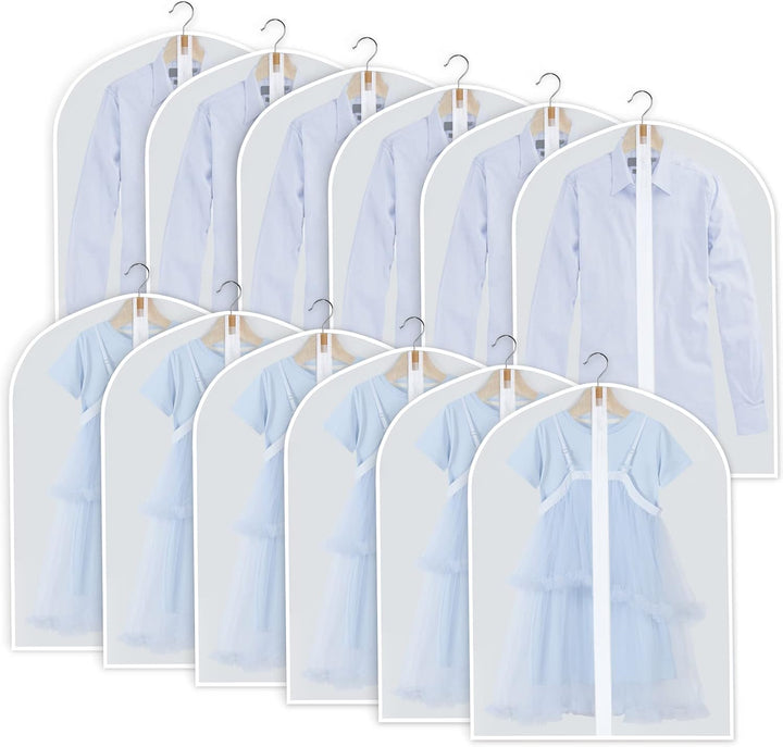 PEVA Garment Cover Set – 24-Pack Hanging Garment Covers in 3 Sizes | Bowlift