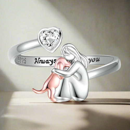 BowLift | SilverPaw | Adjustable Dog Ring Always in My Heart with Zirconia Stones