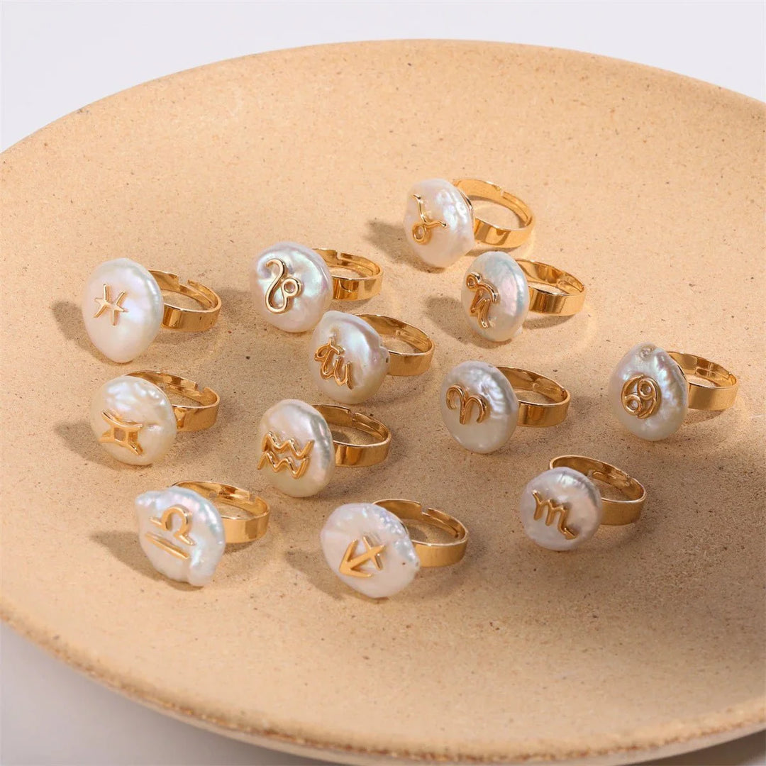 BowLift | Zodiac Sign Large Pearl Statement Ring